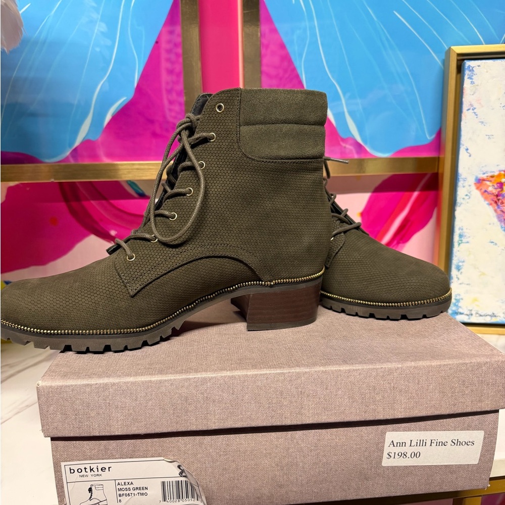 Botkier Women's Lace Up Olive Boots